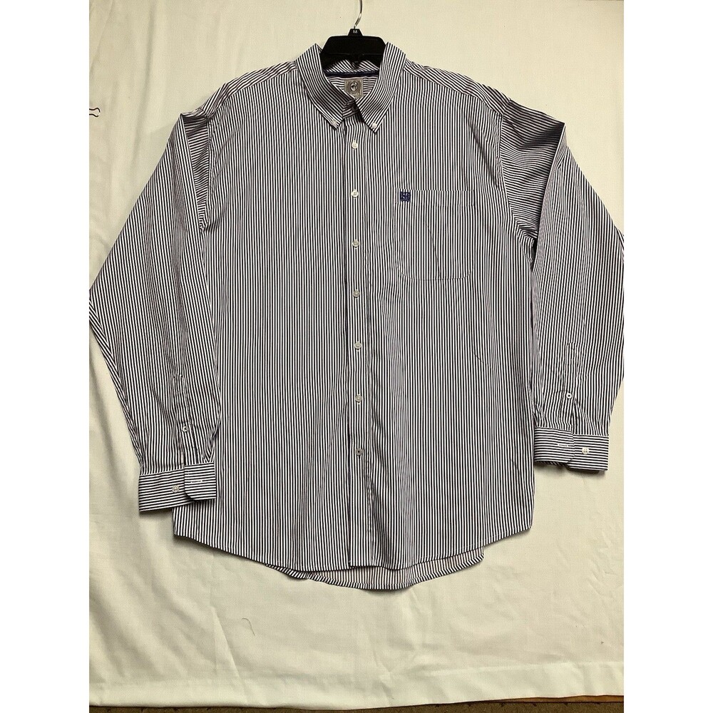 Cinch Men's Classic Fit Long Sleeve Button One Open Pocket Stripe Shirt, XL